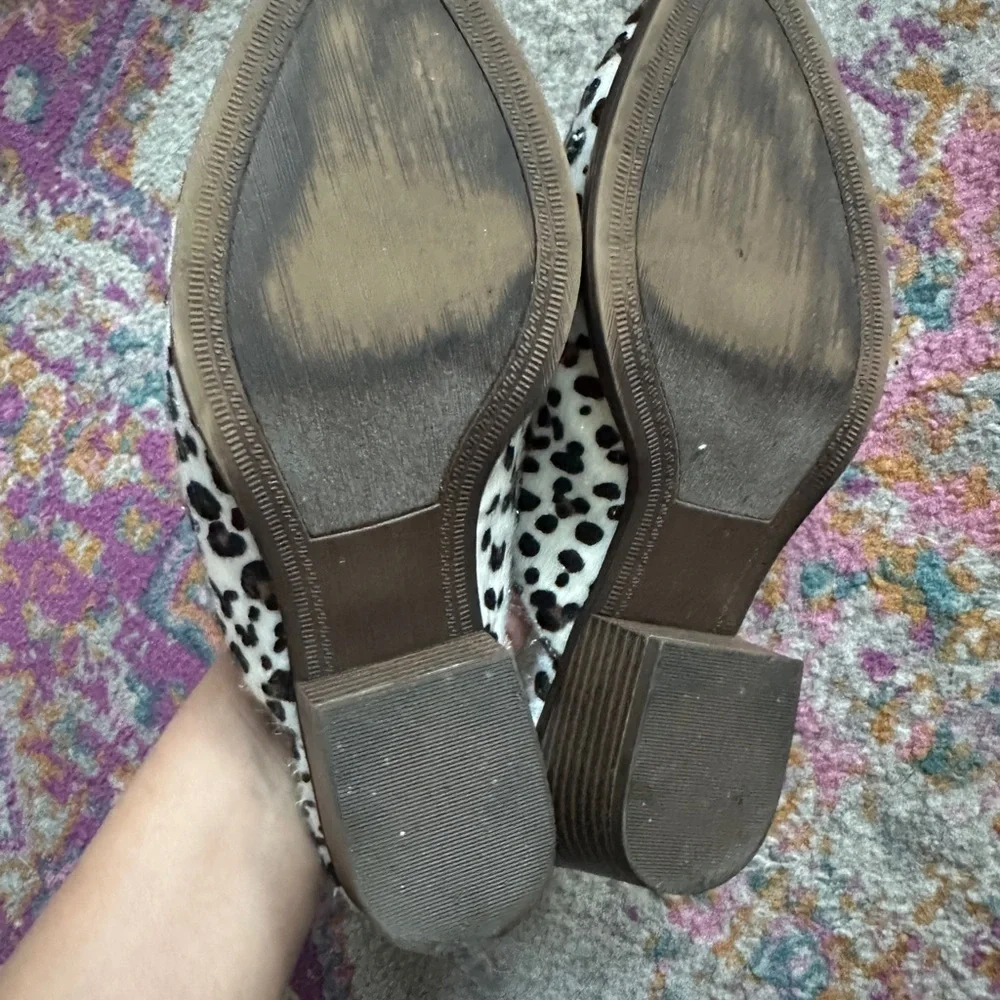 Leopard Print with Calf Hair Texture Women's Mules Size 7.5 - Picture 8 of 8